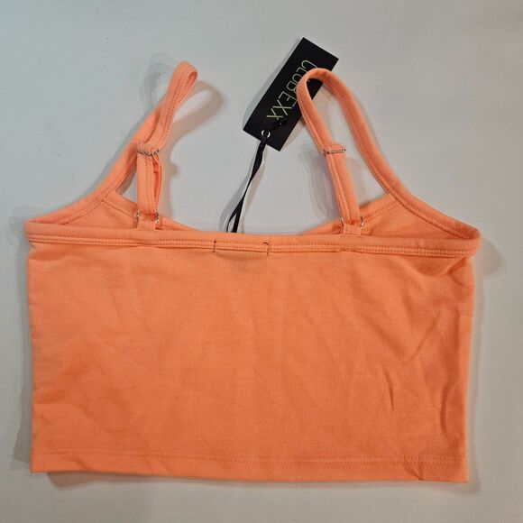 New CLUB EXX Size Small Cropped Tank in Sherbert Orange Eat Sleep Rave Repeat - Picture 2 of 9